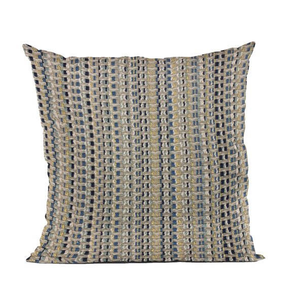 Plutus Brands Blue Plutus Weave Stripe Luxury Throw Pillow 26 in x 26in, Double Sided 26" x 26"