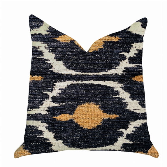 Plutus Bohemian Blue and Orange Ikat Luxury Throw Pillow 20"L x30"W
