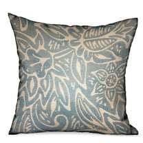 Plutus Serene Oasis Blue, Cream Floral Luxury Outdoor/Indoor Throw Pillow Double sided 18" x 18"