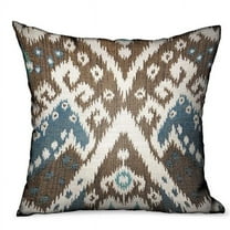Plutus Brands 20 x 20 in. Shoshone Valley Blue & Brown ikat Luxury Outdoor & Indoor Throw Pillow