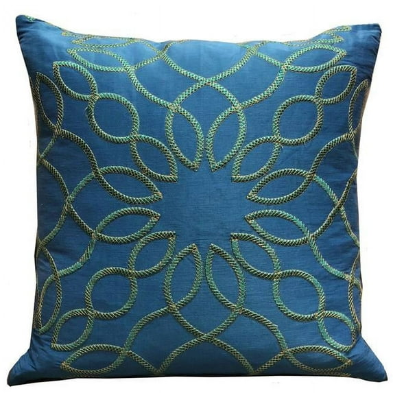 Plutus Brands 26 x 26 in. Calico Island Blue & Green Geometric Luxury Throw Pillow