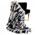 thumbnail image 1 of Plutus 60" x 84" Fancy Faux Fur Luxury Throw Blanket in Black White and Pink, 1 of 2