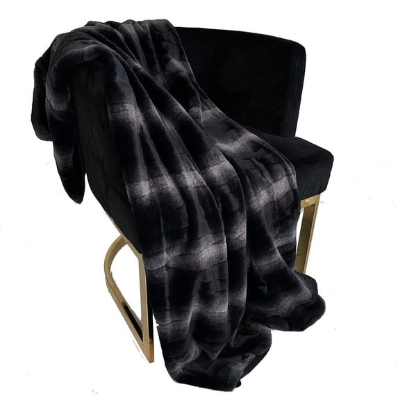 Plutus Brands Plutus Black Graphite Furever Faux Fur Luxury Throw Blanket, Throw 60W x 84L