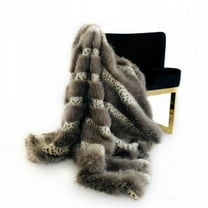 Plutus Brands  60 x 84 in. Two Tone Feather Faux Fur Luxury Throw Blanket, Gray