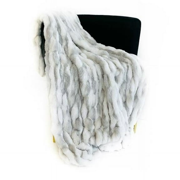 Plutus Brands  60 x 96 in. Snow Chinchilla Faux Fur Luxury Throw Blanket, White & Silver