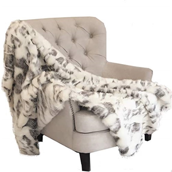 Plutus Ivory Rabbit Faux Fur Handmade Luxury Throw 110"W x 96"L