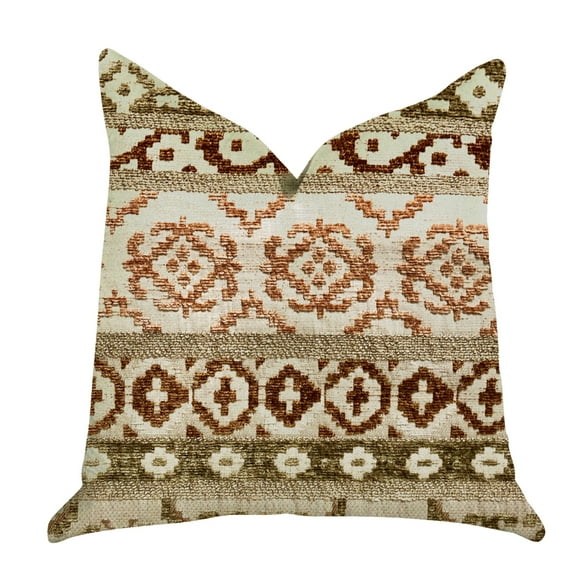 Plutus Brands Arabesque Shades of Brown Luxury Decorative Throw Pillow Double Sided 20" x 26" Standard