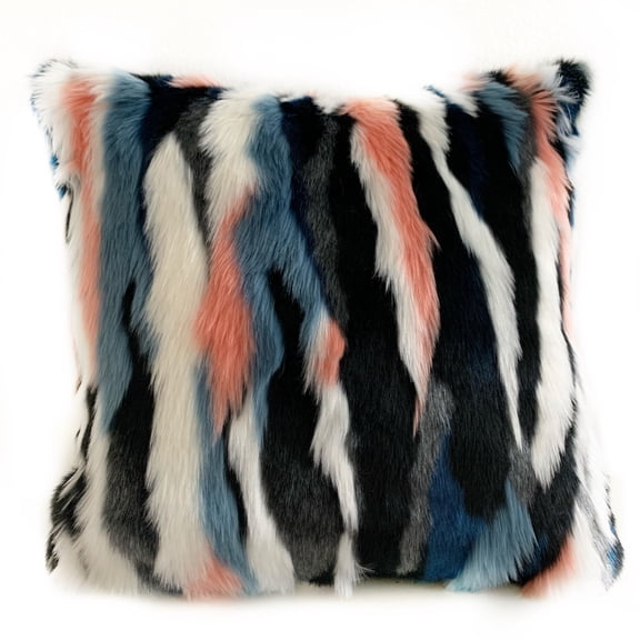 Plutus Brands Black, Blue, Pink Plutus Unicorn Animal Faux Fur Luxury Throw Pillow 12 in x 20in, Double Sided 12" x 20"