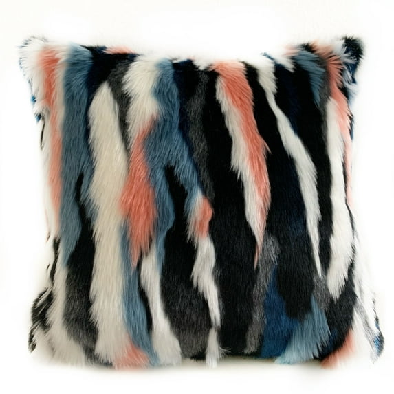 Plutus Black, Blue, Pink Unicorn Animal Faux Fur Luxury Throw Pillow