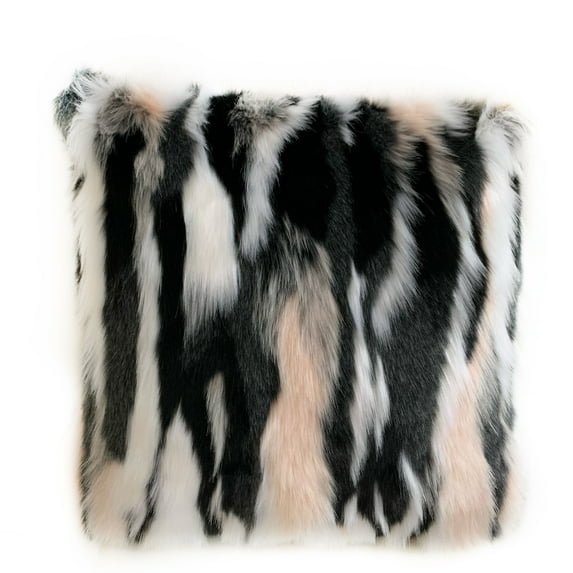 Plutus 12" x 20" Fancy Animal Faux Fur Luxury Throw Pillow in Black and White