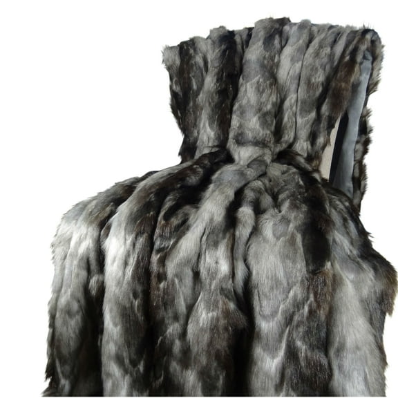 Plutus Brands Brandy Grey Faux Fox Throw