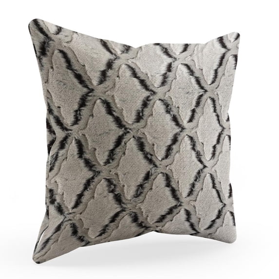Plutus Brown Beige Diamond Animal Faux Fur Luxury Throw Pillow - Double sided 20" x 26" Standard