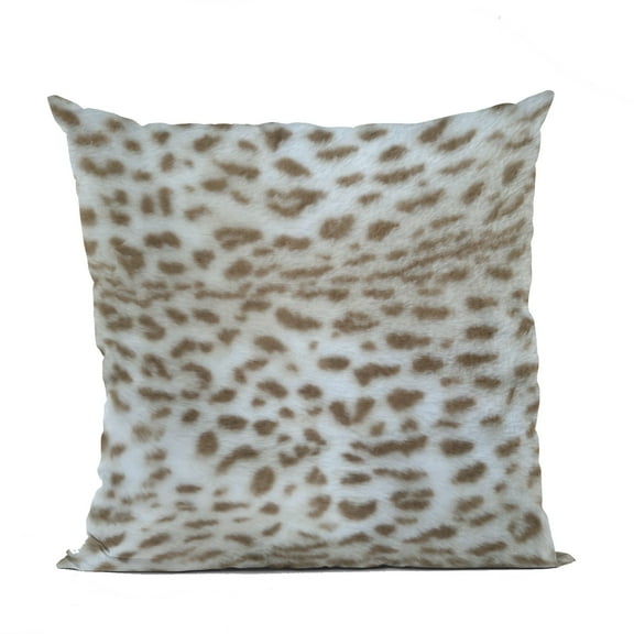 Plutus Brown Taupe Savannah Cat Animal Faux Fur Luxury Throw Pillow - Double sided 22" x 22"