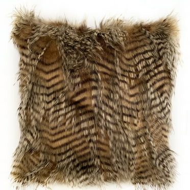 Plutus Brands Brown and Grey Porcupine Animal Faux Fur Luxury Throw Pillow-Size:12" x 20"