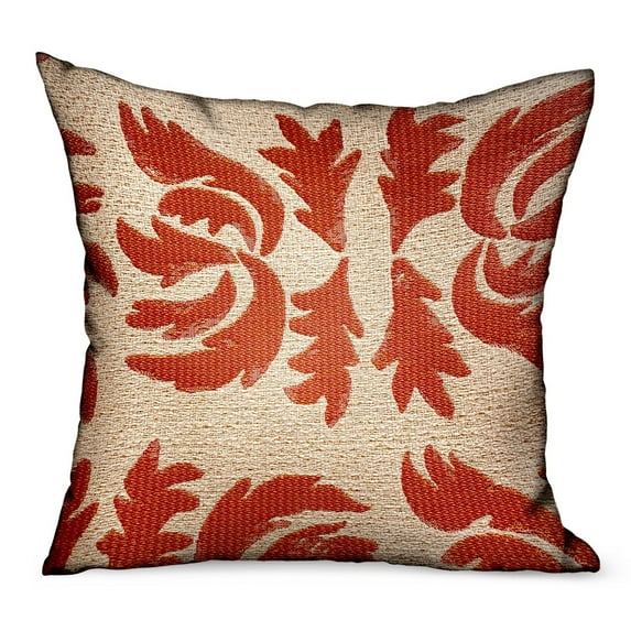 Plutus Brands Plutus Claret Leaflet Orange Paisley Luxury Outdoor/Indoor Throw Pillow, 12L x 20W