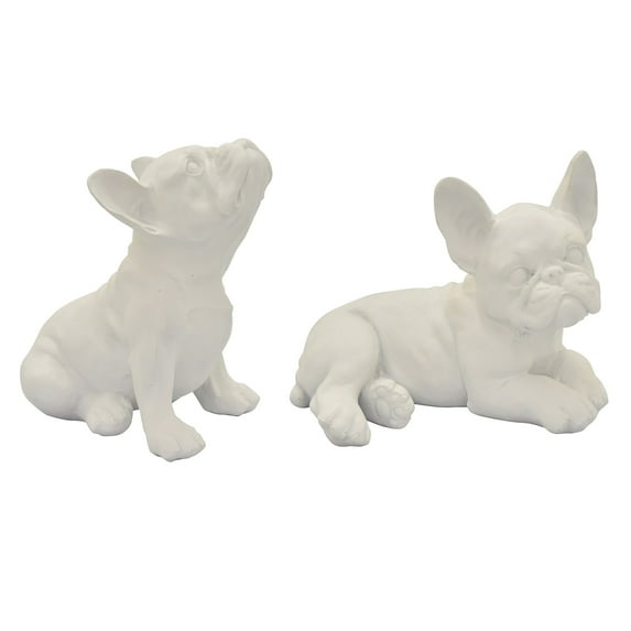 Plutus 2 Piece Modern Dog Figurine Set in White