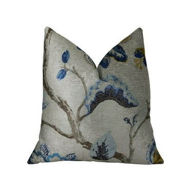 Plutus Brands Elyssa Navy Brown and Cream Handmade Luxury Pillow