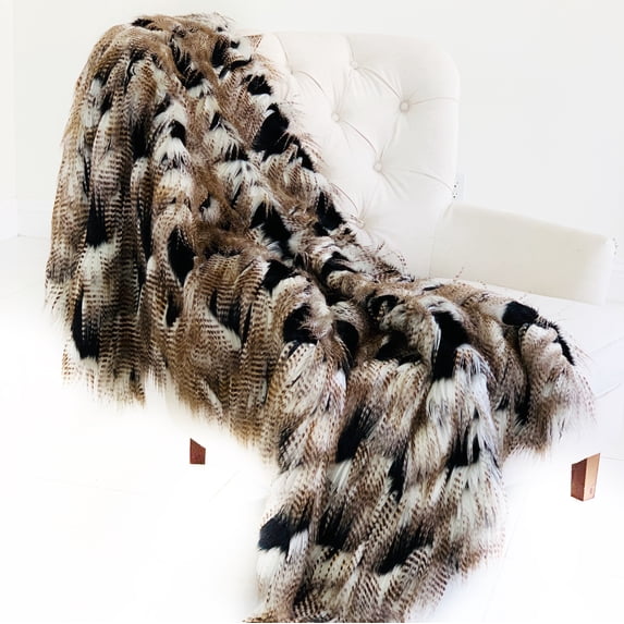 Plutus Gray, Beige and Gold Handmade Luxury Throw Blanket 96L x 110W Queen- White,Gray,Beige