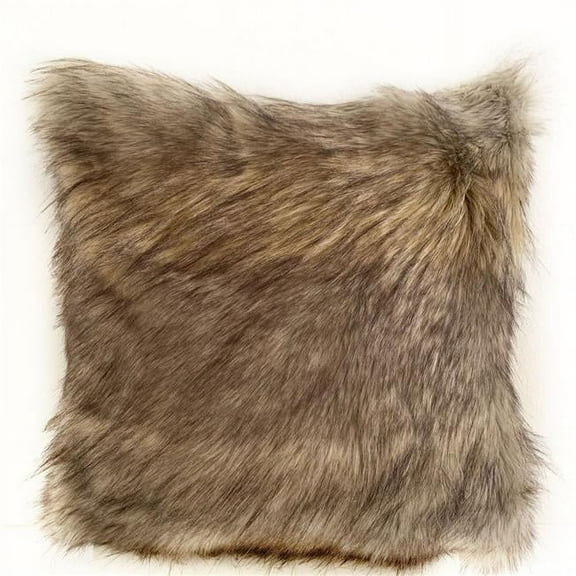 Plutus Brands Gray Wolverine Pelage Animal Faux Fur Luxury Throw Pillow - 20 x 36 in. King Size