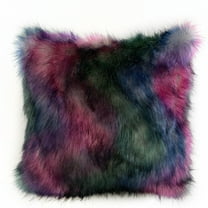 Plutus Brands Green, Purple, Blue Plutus Northern Lights Animal Faux Fur Luxury Throw Pillow 18 in x 18in, Double Sided 18" x 18"