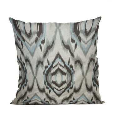 Plutus Brands Ikat Dream Blue, Black, Cream Handmade Luxury Pillow