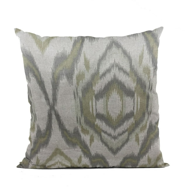 Plutus Brands Ikat Dream Gray, Citrine Handmade Luxury Pillow
