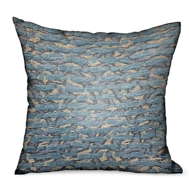 Plutus Brands Indigo Rivulet Blue Solid Luxury Outdoor/Indoor Throw Pillow