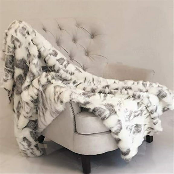 Plutus Brands Plutus Ivory Rabbit Faux Fur Handmade Luxury Throw, 60L x 72W