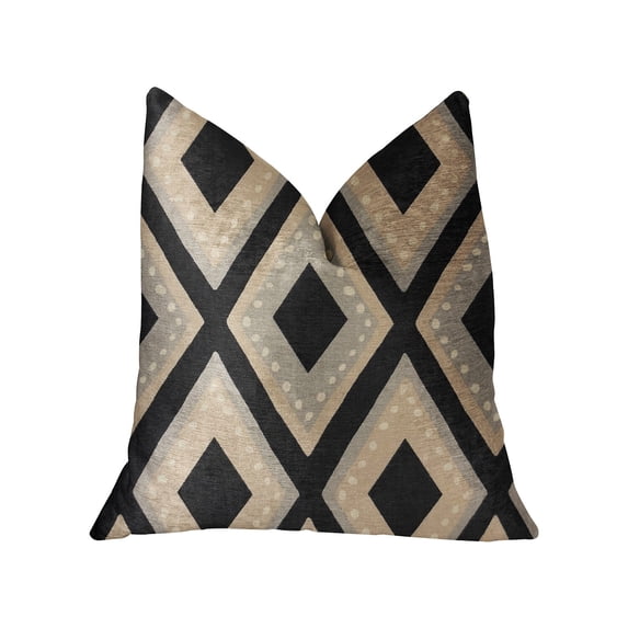 Plutus Jager Dotz Blue and Beige Luxury Throw Pillow - Double sided 18" x 18"