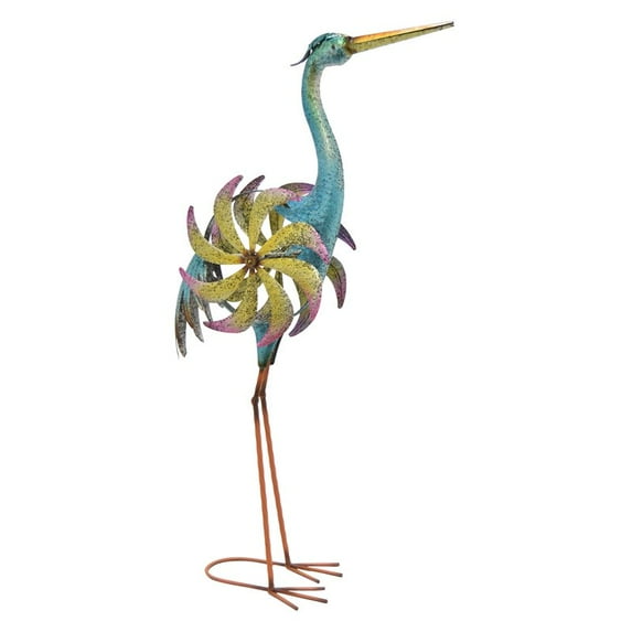 Plutus Brands Metal Crane Decoration in Multi-Colored Metal
