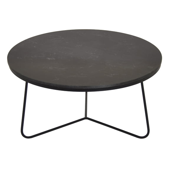 Plutus Modern Metal Marble Top Plant Stand in Black