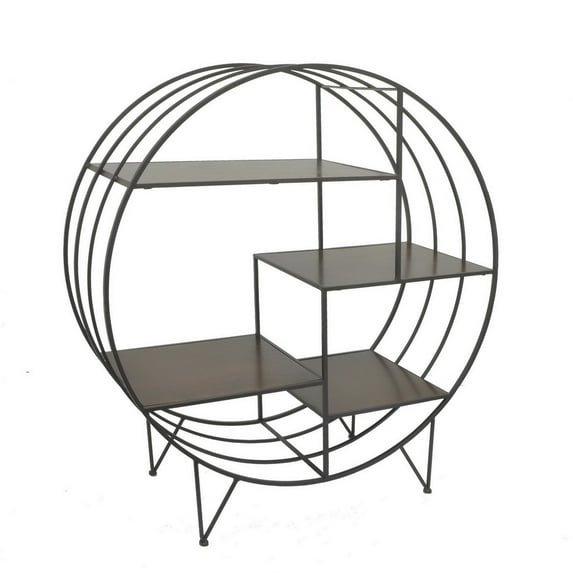 Plutus 4 Tier Modern Round Metal Plant Stand in Black