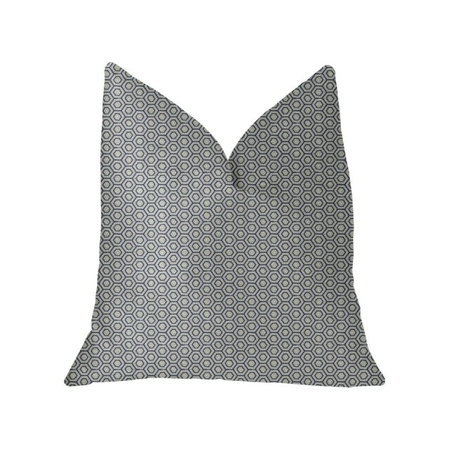 Plutus Brands Myriad Hexagon Blue and Beige Luxury Throw Pillow