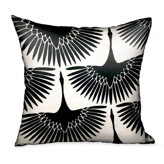 Plutus Black Swan Black Animal Motif Luxury Throw Pillow Double sided 24" x 24"