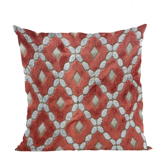 Plutus Velvet Majestic Red, Gray Handmade Luxury Pillow - Double sided 18" x 18"