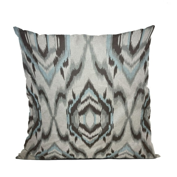 Plutus Ikat Dream Blue, Black, Cream Handmade Luxury Pillow - Double sided 12" x 20"