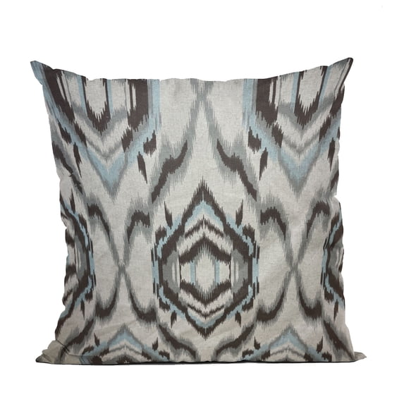 Plutus Ikat Dream Blue, Black, Cream Handmade Luxury Pillow - Double sided 16" x 16"