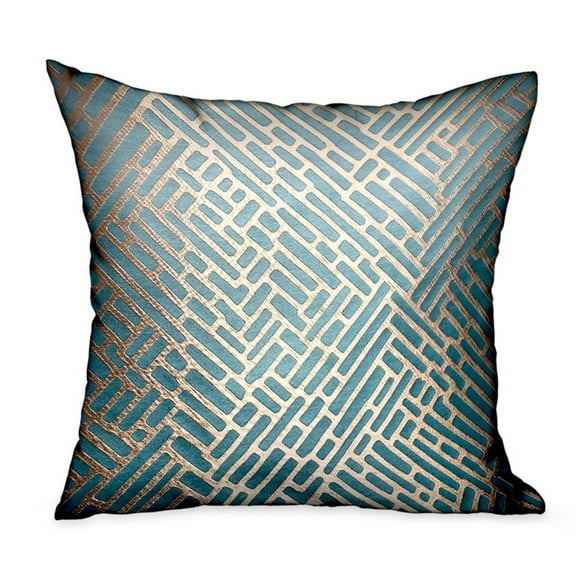 Plutus Golden Brick Blue Geometric Luxury Throw Pillow Double sided 12" x 20"