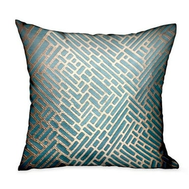 Plutus Brands PBRA2339-1616-DP 16 x 16 in. Golden Brick Blue Geometric Luxury Throw Pillow