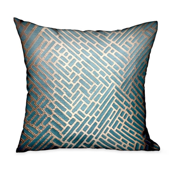 Plutus Golden Brick Blue Geometric Luxury Throw Pillow Double sided 20" x 26" Standard
