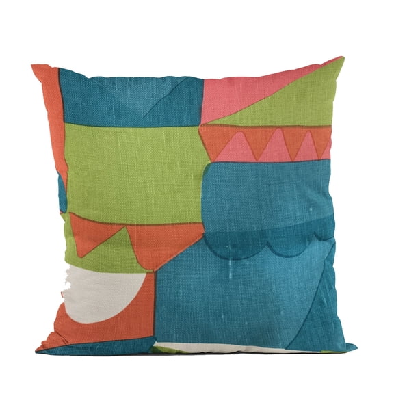 Plutus Brands Blue Plutus Dino Graphic Print Luxury Throw Pillow 18 in x 18in, Double Sided 18" x 18"