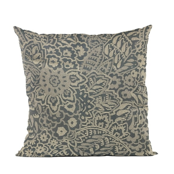 Plutus Brands Blue Plutus Gardens Paisley Luxury Throw Pillow 16 in x 16in, Double Sided 16" x 16"