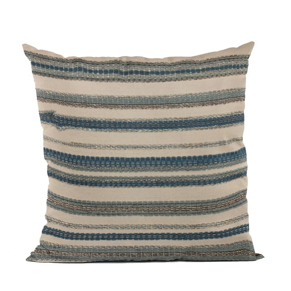Plutus Brands Blue Plutus Lanes Stripe Luxury Throw Pillow 16 in x 16in, Double Sided 16" x 16"
