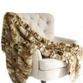 thumbnail image 1 of Plutus Brandy Gold and White Faux Fox Handmade Luxury Throw Throw 36W x 60L, 1 of 2