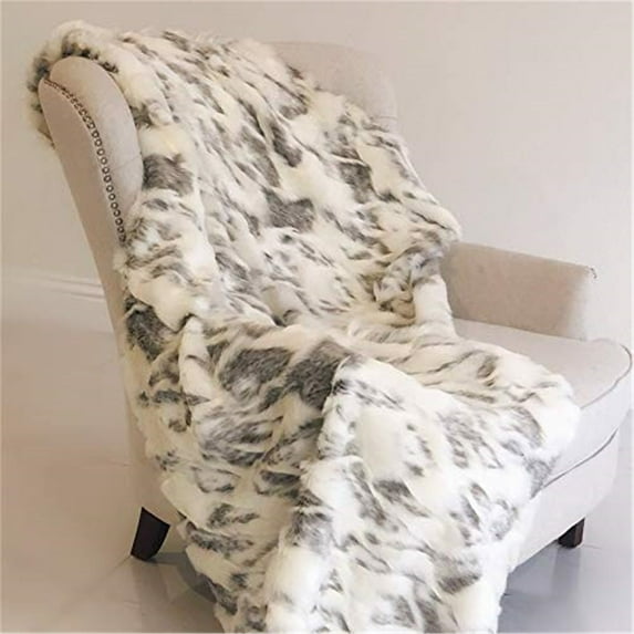 Plutus Brands Plutus Ivory Rabbit Faux Fur Handmade Luxury Throw, 114L x 120W