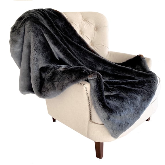 Plutus Two Tone Gray/Amber Handmade Luxury Throw Blanket 108L x 90W Full - Queen