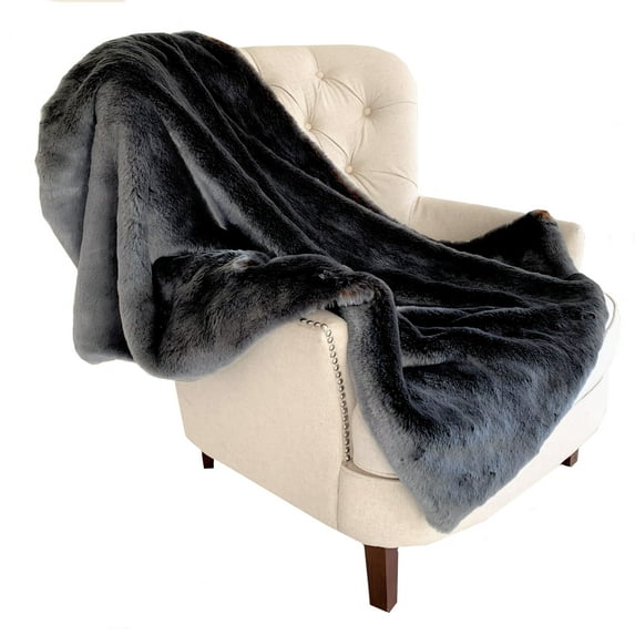 Plutus Two Tone Gray/Amber Handmade Luxury Throw Blanket 114L x 120W King