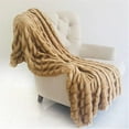 thumbnail image 1 of Plutus Brands Beige Tissavel Mink Faux Fur 114L x 120W Blanket King, Brown, 1 of 3