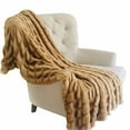 thumbnail image 1 of Plutus Brands  Beige Tissavel Mink Faux Fur Handmade Luxury Throw, 1 of 3