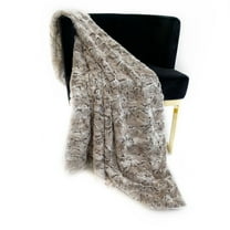 Plutus Brands Plutus Light Brown Wild Rabbit Faux Fur Luxury Throw Blanket, 80L x 110W